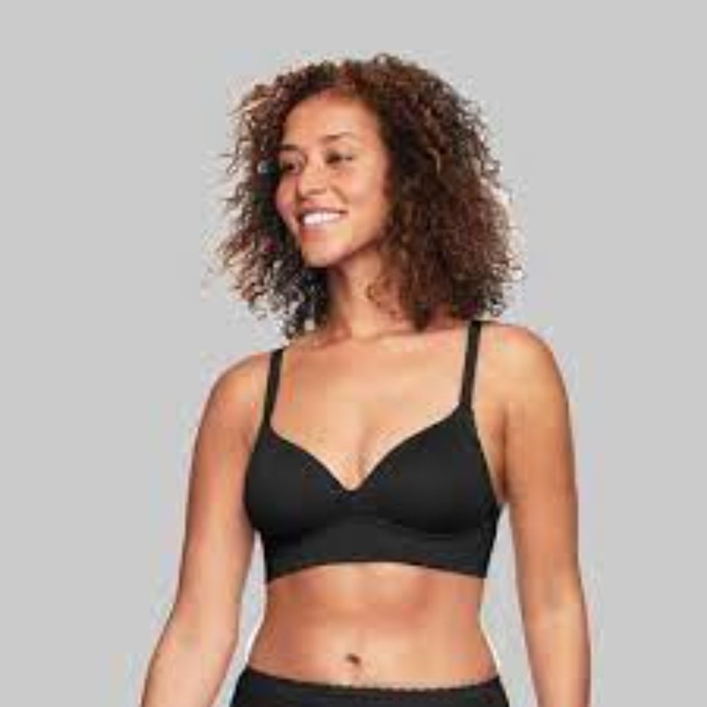 TRUE Black Wire Free Non Padded Convertible Bra Size L NEW